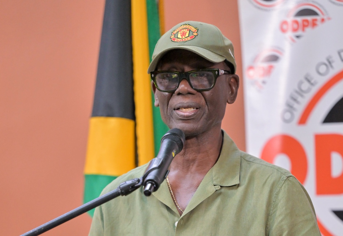 Minister of Local Government and Community Development, Hon. Desmond McKenzie, provides an update on developments related to Hurricane Melissa from the National Emergency Operations Centre (NEOC) during a media briefing at the Office of Disaster Preparedness and Emergency Management (ODPEM) in Kingston.