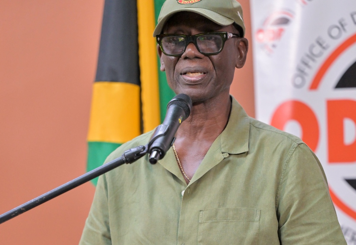 Minister of Local Government and Community Development, Hon. Desmond McKenzie, addressing a special press briefing at the National Emergency Operations Centre (NEOC) at the Office of Disaster Preparedness and Emergency Management in Kingston on Sunday (Oct. 26).