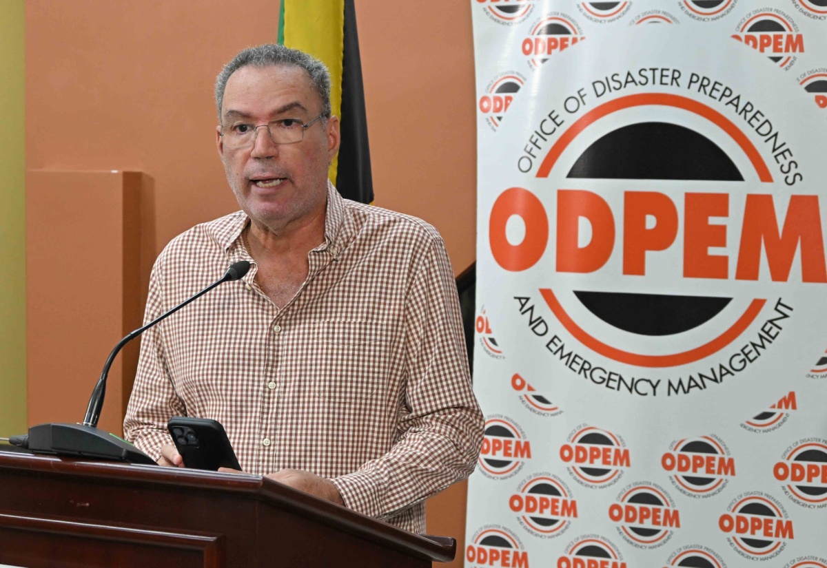 Telecommunications and Transport Minister, Hon. Daryl Vaz, addressing Monday’s (October 27) special press briefing to update the nation on preparations for Hurricane Melissa, at the National Emergency Operation Centre (NEOC) at the Office of Disaster Preparedness and Emergency Management (ODPEM) in Kingston.

