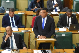 Prime Minister, Dr. the Most Hon. Andrew Holness, delivers a statement in the House of Representatives on November 4 in the aftermath of Hurricane Melissa.