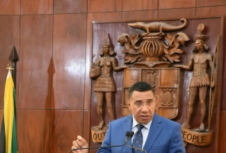 Prime Minister, Dr. the Most Hon. Andrew Holness, addresses a Special Press Briefing on Hurricane Melissa Recovery at Jamaica House on Wednesday (November 19).

