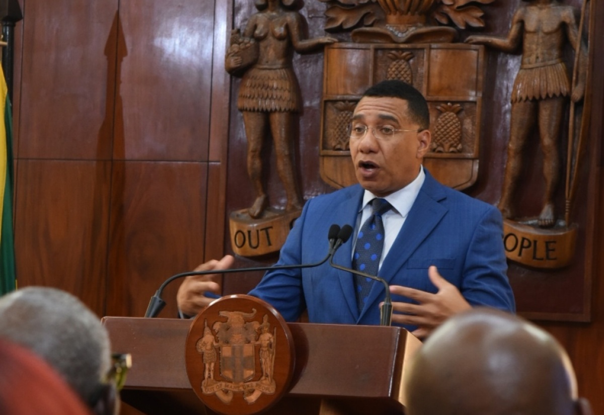 Prime Minister, Dr. the Most Hon. Andrew Holness, addresses a Special Press Briefing on Hurricane Melissa Recovery at Jamaica House on Wednesday (November 19).