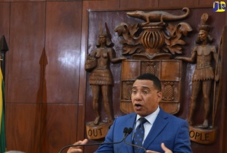 Prime Minister, Dr. the Most Hon. Andrew Holness, addresses a Special Press Briefing on Hurricane Melissa Recovery at Jamaica House on Wednesday (November 19).