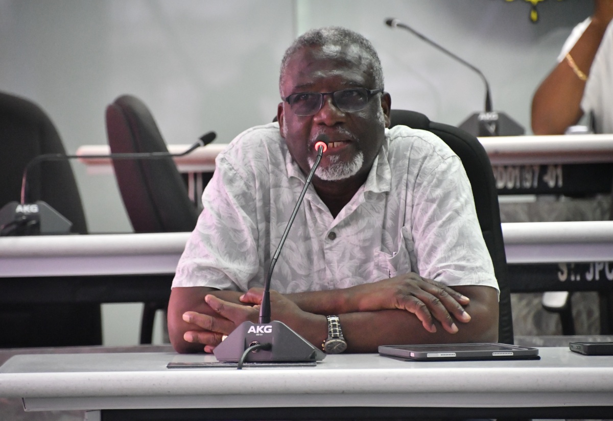 Custos of St. James, Bishop the Hon. Conrad Pitkin, gives remarks during a recent follow-up meeting of the Emergency Operations Centre held at the St. James Municipal Corporation.


