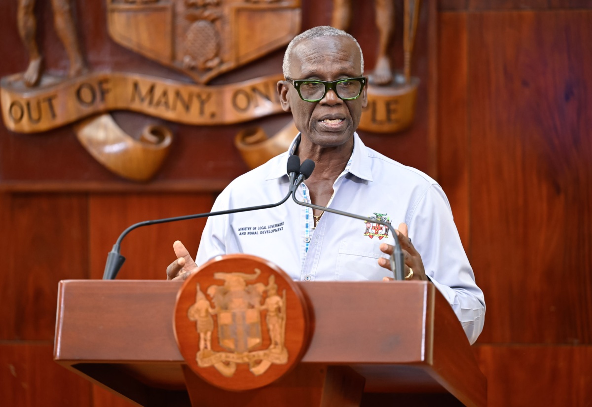  Minister of Local Government and Community Development, Hon. Desmond McKenzie, addresses a Special Press Briefing on Hurricane Melissa Recovery at Jamaica House on Wednesday (November 26).

