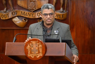 Managing Director of the Water Resources Authority (WRA), Peter Clarke, gives an update on the flooding in Content, Manchester, caused by a rise in groundwater, during a Special Press Briefing on Hurricane Melissa Recovery, held at Jamaica House in Kingston, on Thursday (November 13). The WRA is also monitoring the flooding situation in various areas across central and western parishes.

