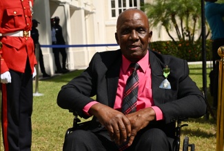 Former Commissioner of the Jamaica Fire Brigade (JFB), Errol Mowatt, at the Ceremony of Investiture and Presentation of National Honours and Awards at King’s House on Monday (October 20).

