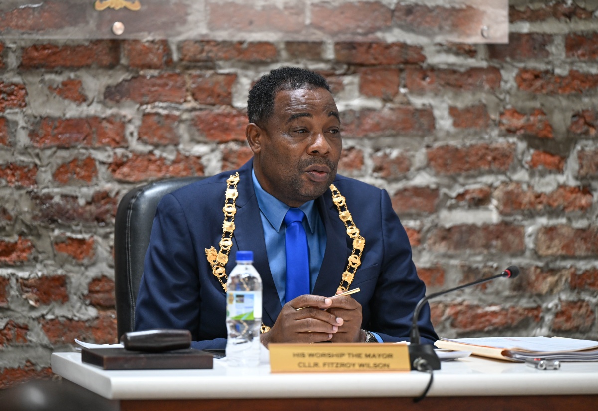 Mayor of Port Maria, Councillor Fitzroy Wilson, addresses the monthly meeting of the St. Mary Municipal Corporation on November 13. 