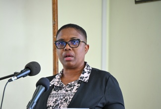 Medical Officer of Health for Portland, Dr. Sharon Lewis, addresses the recent monthly meeting of the Portland Municipal Corporation in Port Antonio.