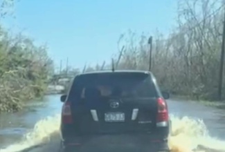 Flood waters in Falmouth, Trelawny, following the passage of Hurricane Melissa.

