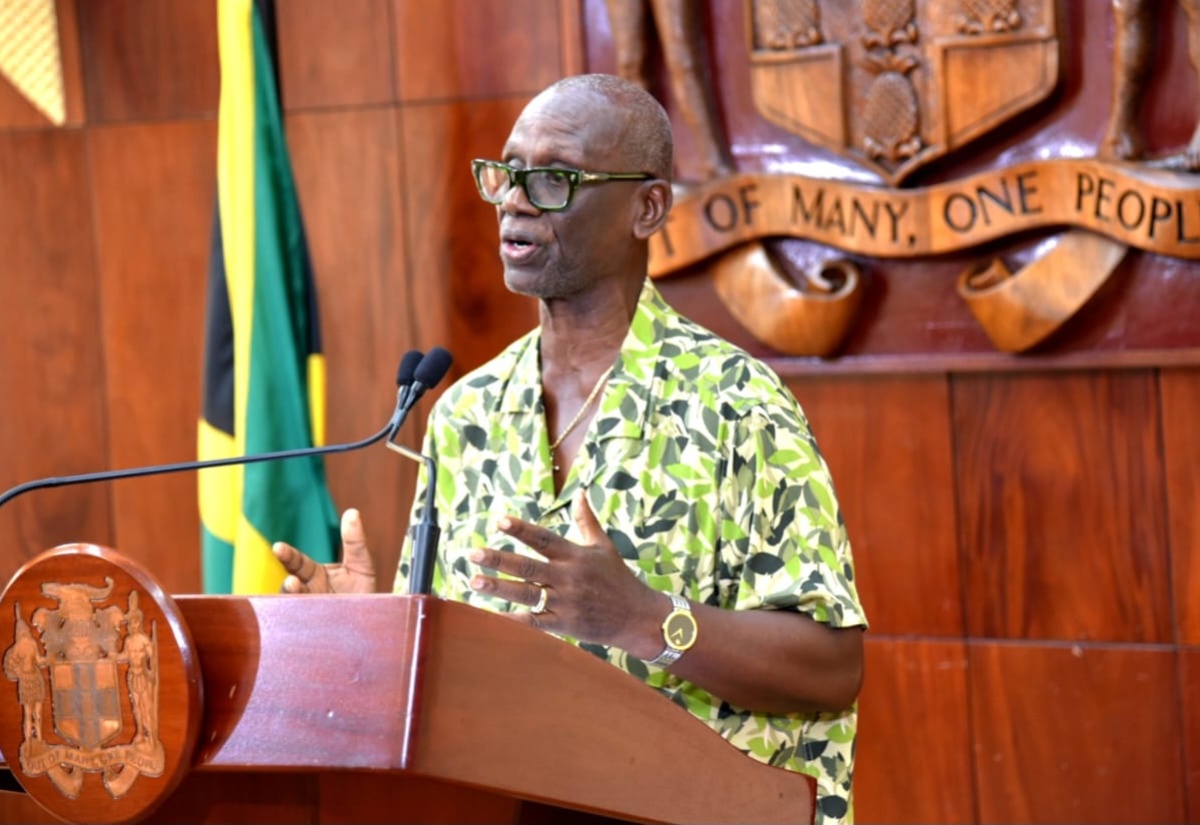 Minister of Local Government and Community Development, Hon. Desmond McKenzie, outlines the extent of damage to several municipal buildings in western parishes during Hurricane Melissa’s passage, while providing an update at a media briefing on Thursday (October 30) at Jamaica House.