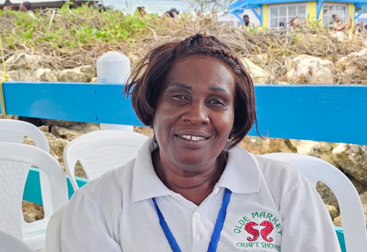 President of the Olde Market Craft Shoppes, Althea Davis, expresses gratitude to the Port Authority of Jamaica for the opening of the Port of Ocho Rios.