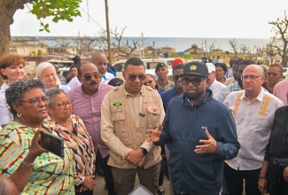 Prime Minister, Dr. the Most Hon. Andrew Holness (centre), listens as Guyanese President, Dr. Mohamed Irfaan Ali (third right), expresses his country