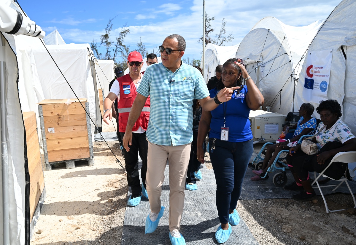 Health and Wellness Minister,  Dr. the Hon. Christopher Tufton, tours the fully equipped field hospital donated by the Government of Spain, on the grounds of the Falmouth Public General Hospital in Trelawny on Friday (Nov. 14).