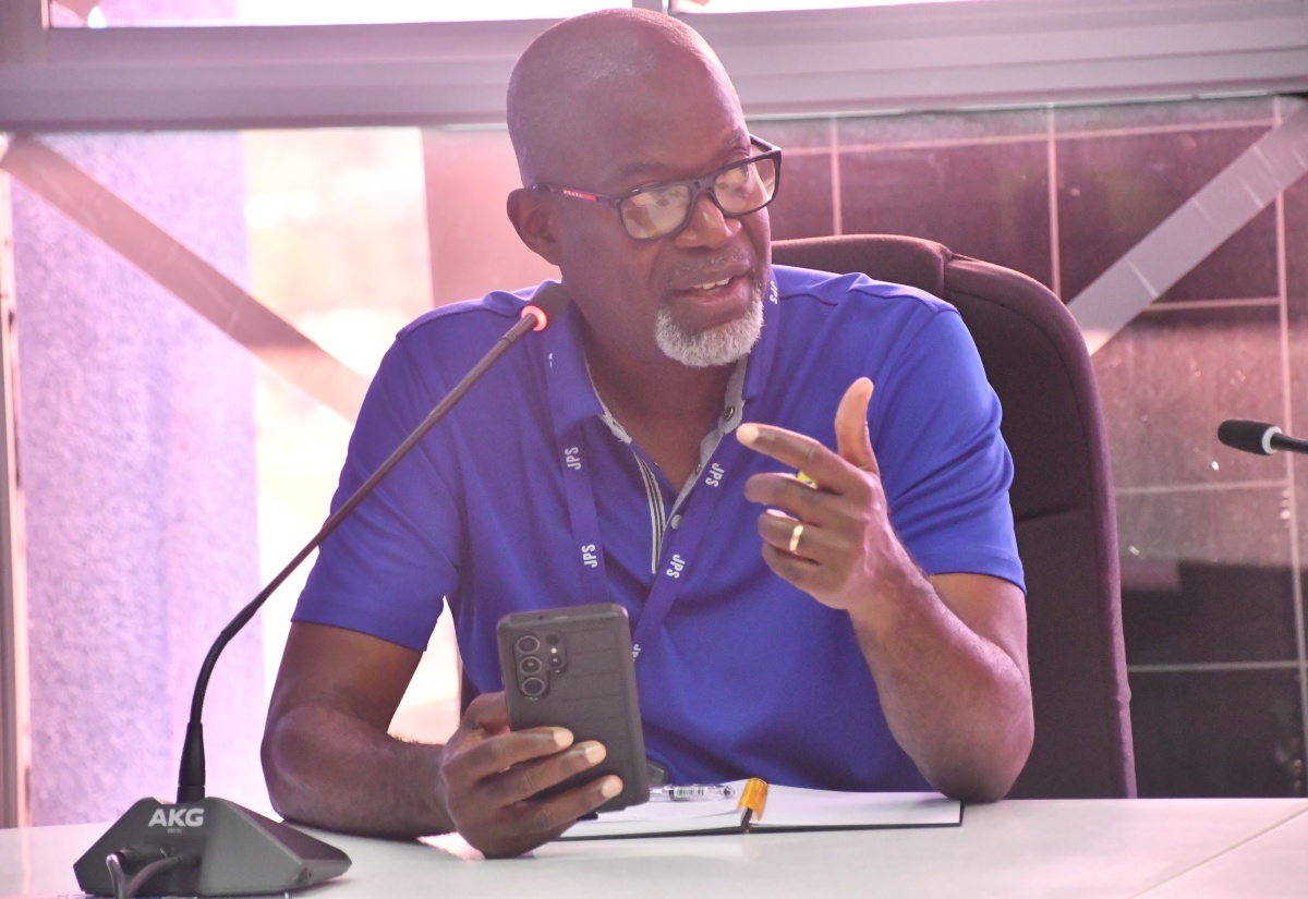 Director of Customer Solutions at the Jamaica Public Service (JPS), Leroy Reid, gives remarks during a follow-up Emergency Operations Centre (EOC) meeting, held at the St. James Municipal Corporation on Friday (October 31). 

