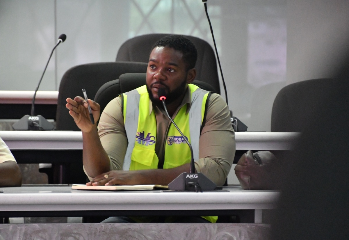 Mayor of Montego Bay, Councillor Richard Vernon, addresses an Emergency Operations Centre (EOC)  meeting at the St. James Municipal Corporation in Montego Bay on Monday (November 10). 

