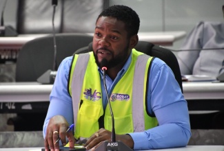Mayor of Montego Bay, Councillor Richard Vernon, delivers remarks during a follow-up meeting of the Emergency Operations Centre at the St. James Municipal Corporation in Montego Bay on Thursday (November 20).

