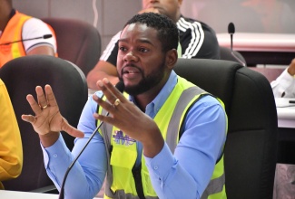 Mayor of Montego Bay, Councillor Richard Vernon, gives remarks during a follow up meeting of the Emergency Operations Centre at the St. James Municipal Corporation in Montego Bay on Thursday (November 20).