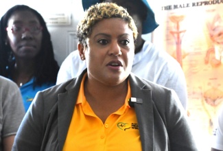 Minister of State in the Ministry of Health and Wellness, Hon. Krystal Lee, addresses pregnant and lactating mothers during a special information session at the Grange Hill Health Centre in Westmoreland on Monday (November 24). 


