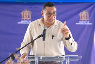 Prime Minister, Dr. the Most Hon. Andrew Holness, addresses the official opening ceremony for the newly reconstructed Little London Police Station in Westmoreland on Friday (November 28).
