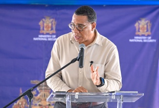 Prime Minister, Dr. the Most Hon. Andrew Holness, addresses the opening ceremony for the newly reconstructed Little London Police Station in Westmoreland on Friday (November 28).