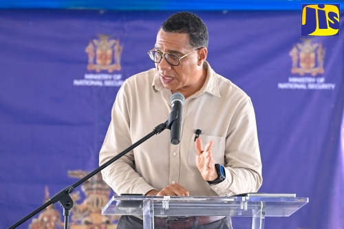 Prime Minister, Dr. the Most Hon. Andrew Holness, addresses the opening ceremony for the newly reconstructed Little London Police Station in Westmoreland on Friday (November 28).