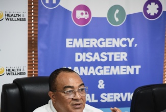 Health and Wellness Minister, Dr. the Hon. Christopher Tufton, addressing Saturday’s (Nov. 1) press conference at the Ministry’s Emergency Operations Centre in New Kingston.