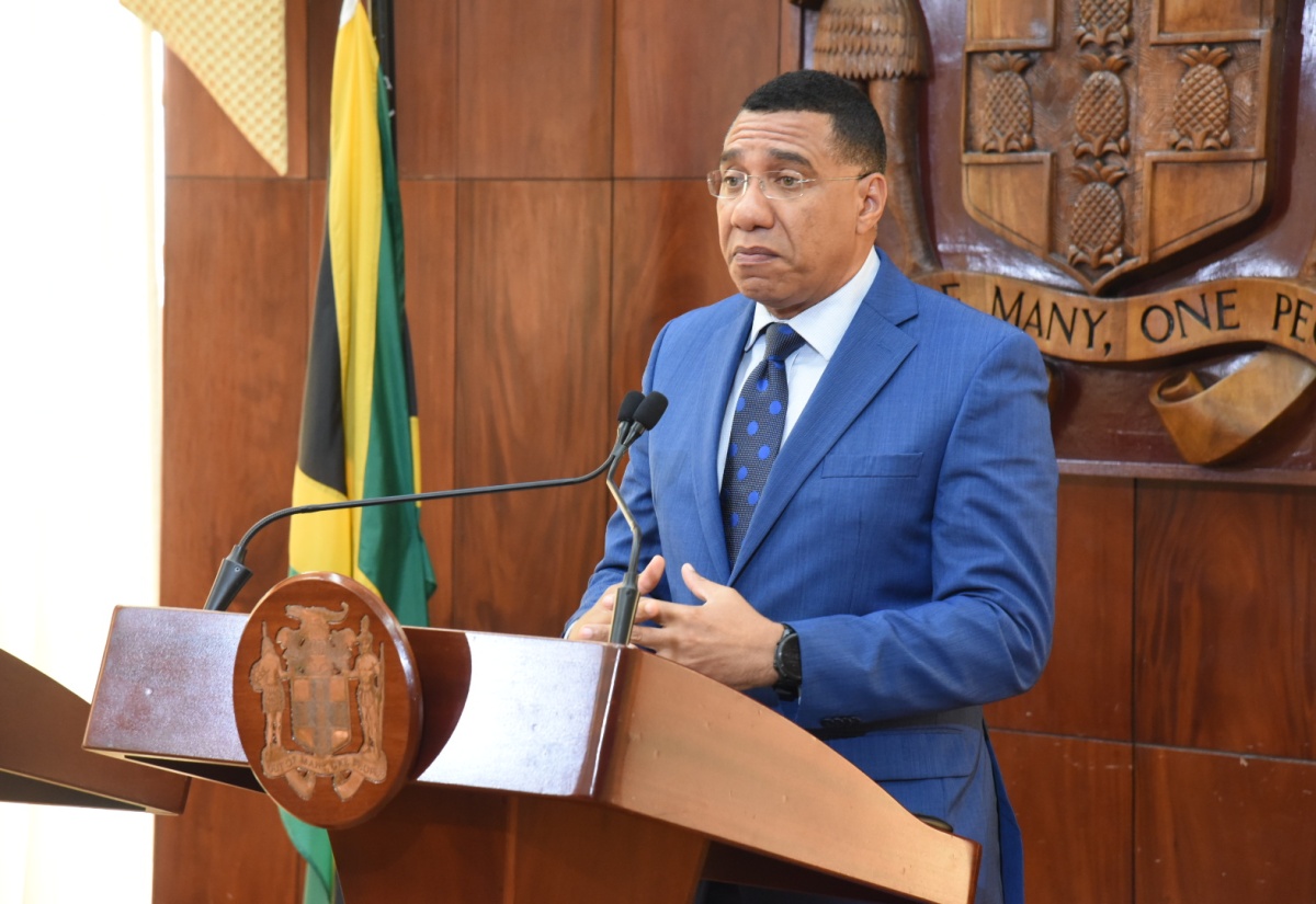 Prime Minister, Dr. the Most Hon. Andrew Holness, speaks during a Special Press Briefing on Hurricane Melissa Recovery at Jamaica House on Wednesday (November 19).

