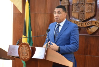 Prime Minister, Dr. the Most Hon. Andrew Holness, speaks during a Special Press Briefing on Hurricane Melissa Recovery at Jamaica House on Wednesday (November 19).

