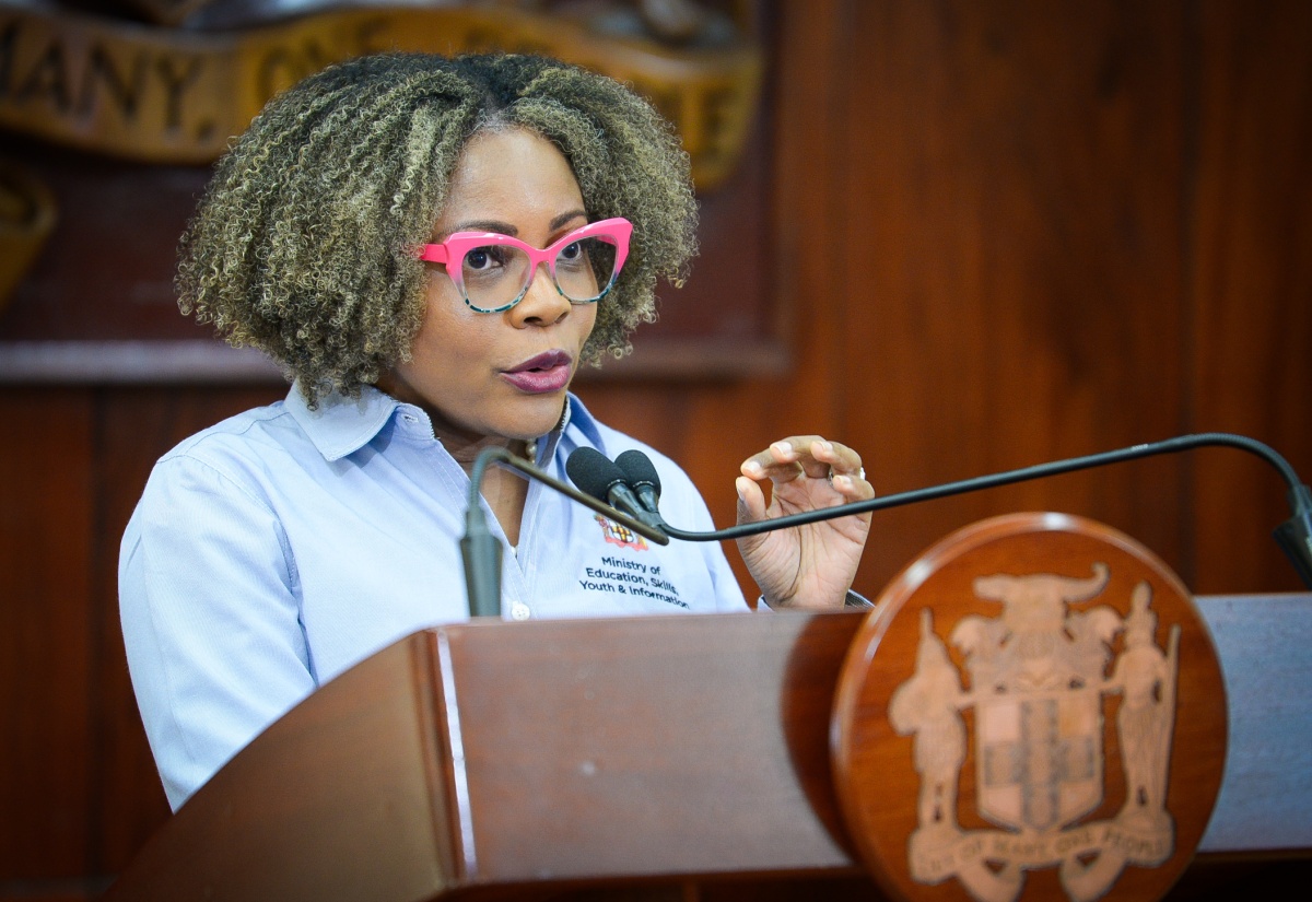 Minister of Education, Skills, Youth and Information, Senator Dr. the Hon. Dana Morris Dixon, addressing Thursday’s (November 6) special press briefing at Jamaica House, focused on recovery from Hurricane Melissa.

