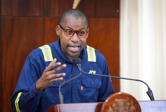 Jamaica Public Service (JPS) Company President and Chief Executive Officer, Hugh Grant, addresses Thursday’s (November 6) press briefing on Hurricane Melissa recovery activities at Jamaica House in Kingston.