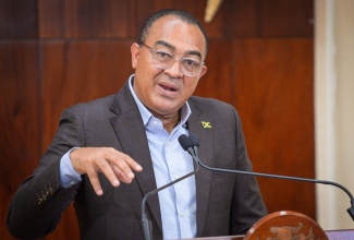 Minister of Health and Wellness, Dr. the Hon. Christopher Tufton, delivers an update on the health sector during a special press briefing on Hurricane Melissa recovery at Jamaica House on Thursday (November 6).