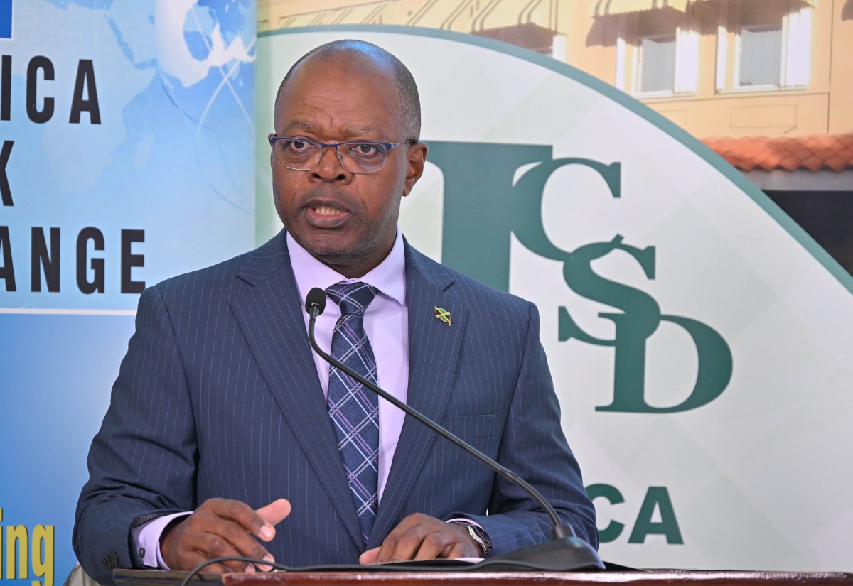 Chief Executive Officer of the Jamaica Stock Exchange (JSE), Livingston Morrison, addresses the JSE Market Research Awards held on Thursday (November 20) at the JSE’s Harbour Street offices in Kingston.