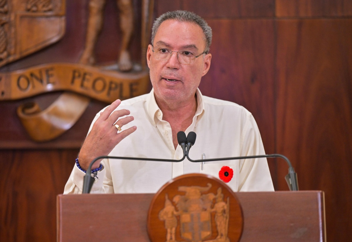 Minister of Energy, Transport and Telecommunications, Hon. Daryl Vaz, provides an update on Hurricane Melissa relief efforts during a press conference at Jamaica House on Tuesday (November 11).

