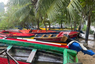 Fishing boats at White River, a coastal community bordering St. Ann and St. Mary, which were secured ahead of Hurricane Melissa’s passage on October 28.

