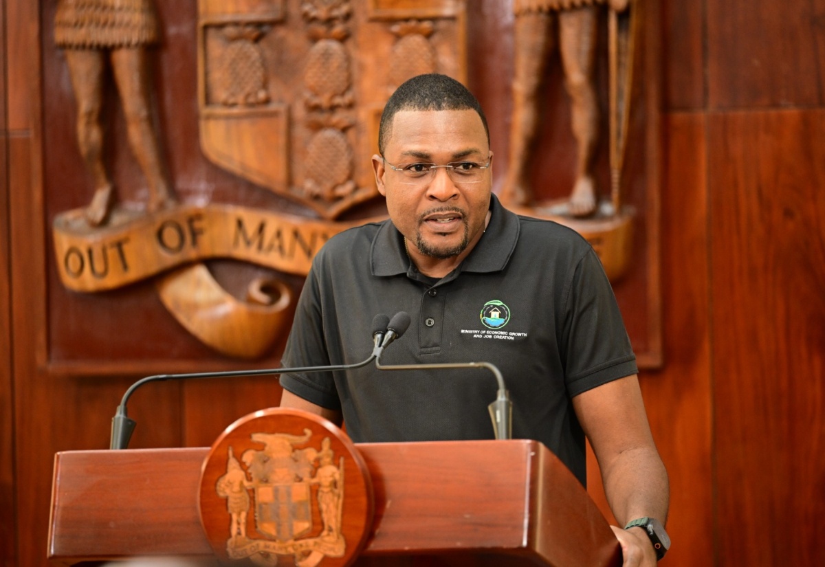 Minister without Portfolio in the Ministry of Economic Growth and Infrastructure Development with responsibility for Works, Hon. Robert Morgan, addresses a post-Hurricane Melissa press conference at Jamaica House, on November 3.

