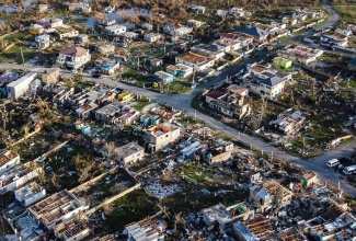An aerial view of the devastation caused by Hurricane Melissa in Black River, St. Elizabeth.

