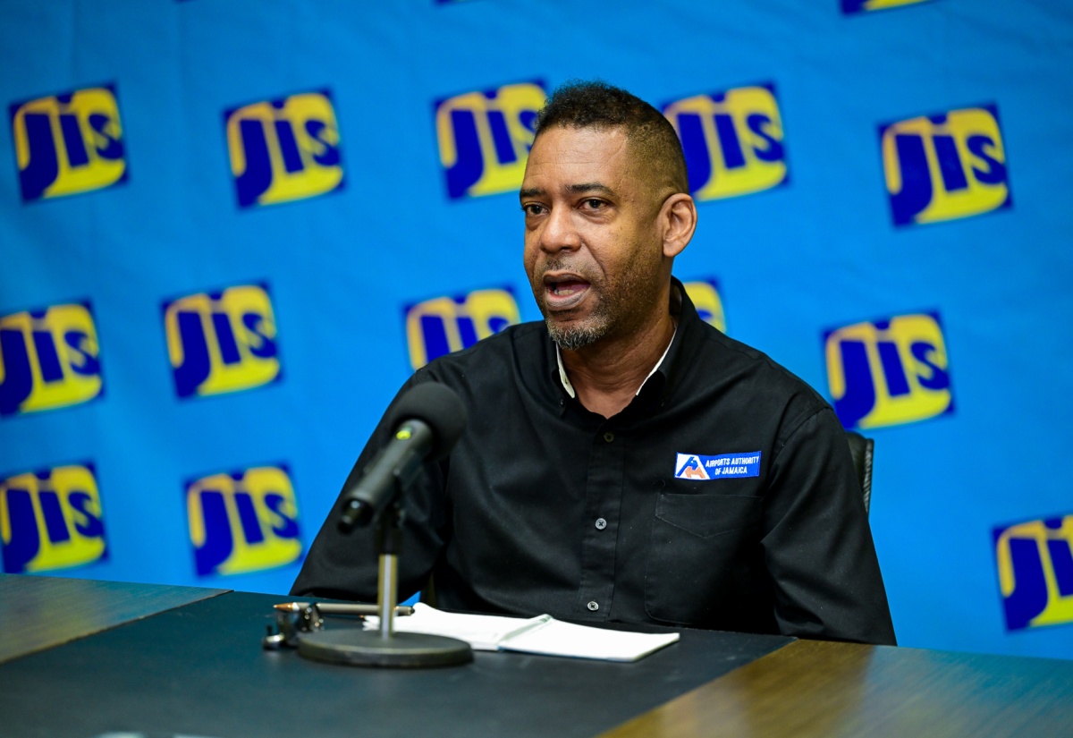 Aerodromes Manager at the Airports Authority of Jamaica (AAJ), Claude Service, addresses a recent JIS Think Tank on safety and security at the nation