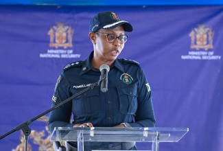 Deputy Commissioner of Police, Karina Powell-Hood, delivers remarks during the opening ceremony of the newly rebuilt Little London Police Station in Westmoreland on November 28. 

