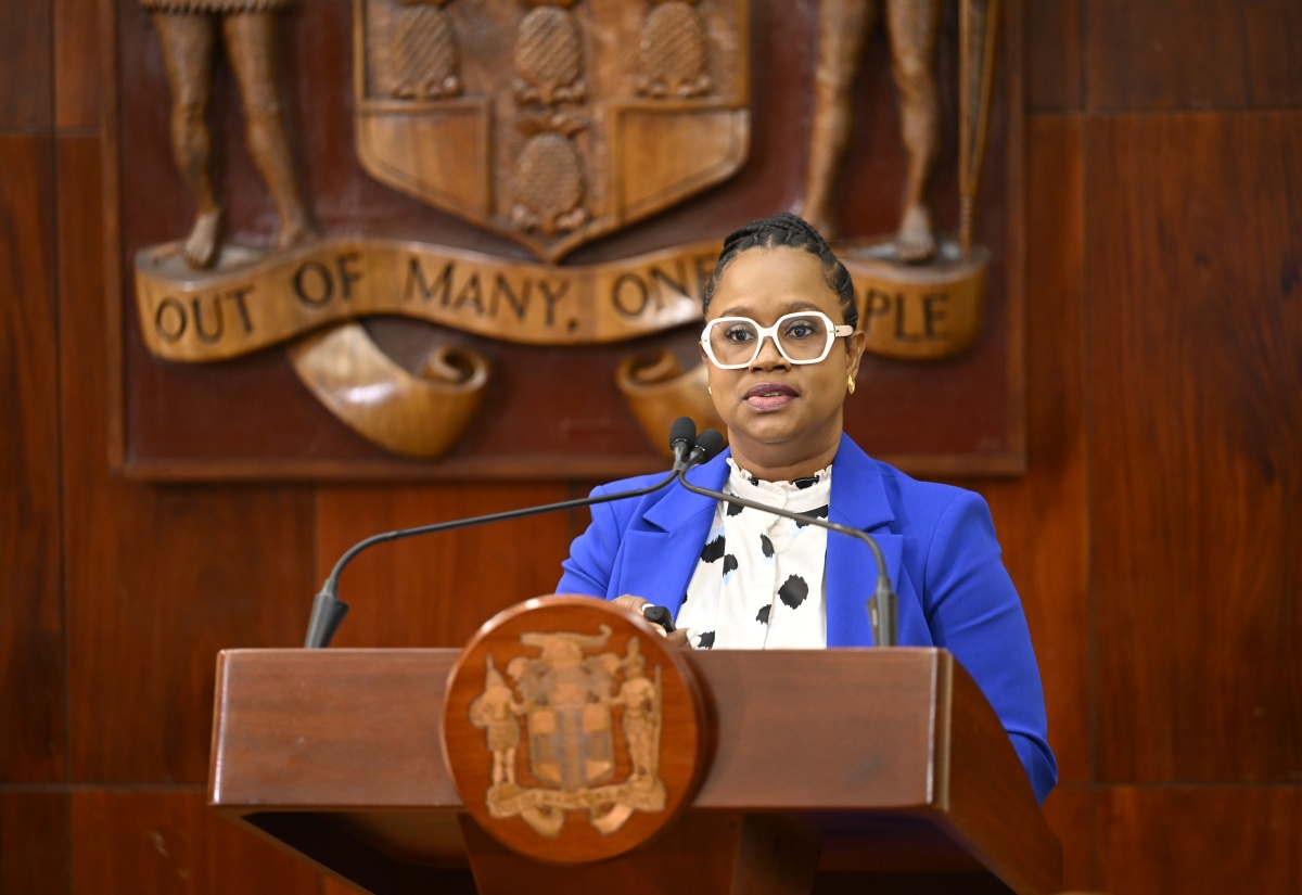 Students’ Loan Bureau (SLB) Executive Director, Nickeisha Walsh, addressing Wednesday’s (Dec. 3) post Cabinet press briefing at Jamaica House.

