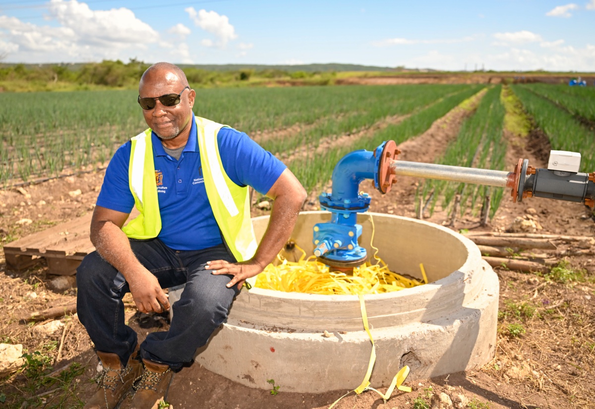 Southern Plains Agricultural Development Project (SPADP) Project Manager, Wayne Williams, sits beside one of the National Irrigation Commission’s unit chambers supplying water to farms at the Parnassus Agro‑Park in Clarendon, during a visit on Tuesday (December 9). The agro‑park’s irrigation infrastructure sustained minimal damage during Hurricane Melissa, enabling farmers swift access to water as they rebuild their livelihoods.

