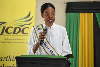 Miss St. Thomas Festival Queen 2025, Fiona DaCosta, outlines her parish project during its launch at the Anglican Church Hall in Morant Bay on December 10.

