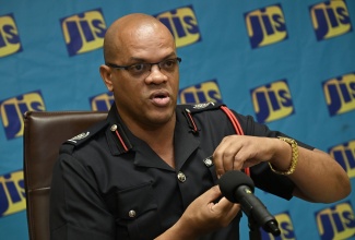 Public Education Officer, Jamaica Fire Brigade (JFB), Superintendent Emeleo Ebanks, addresses a recent Jamaica Information Service (JIS) Think Tank.

