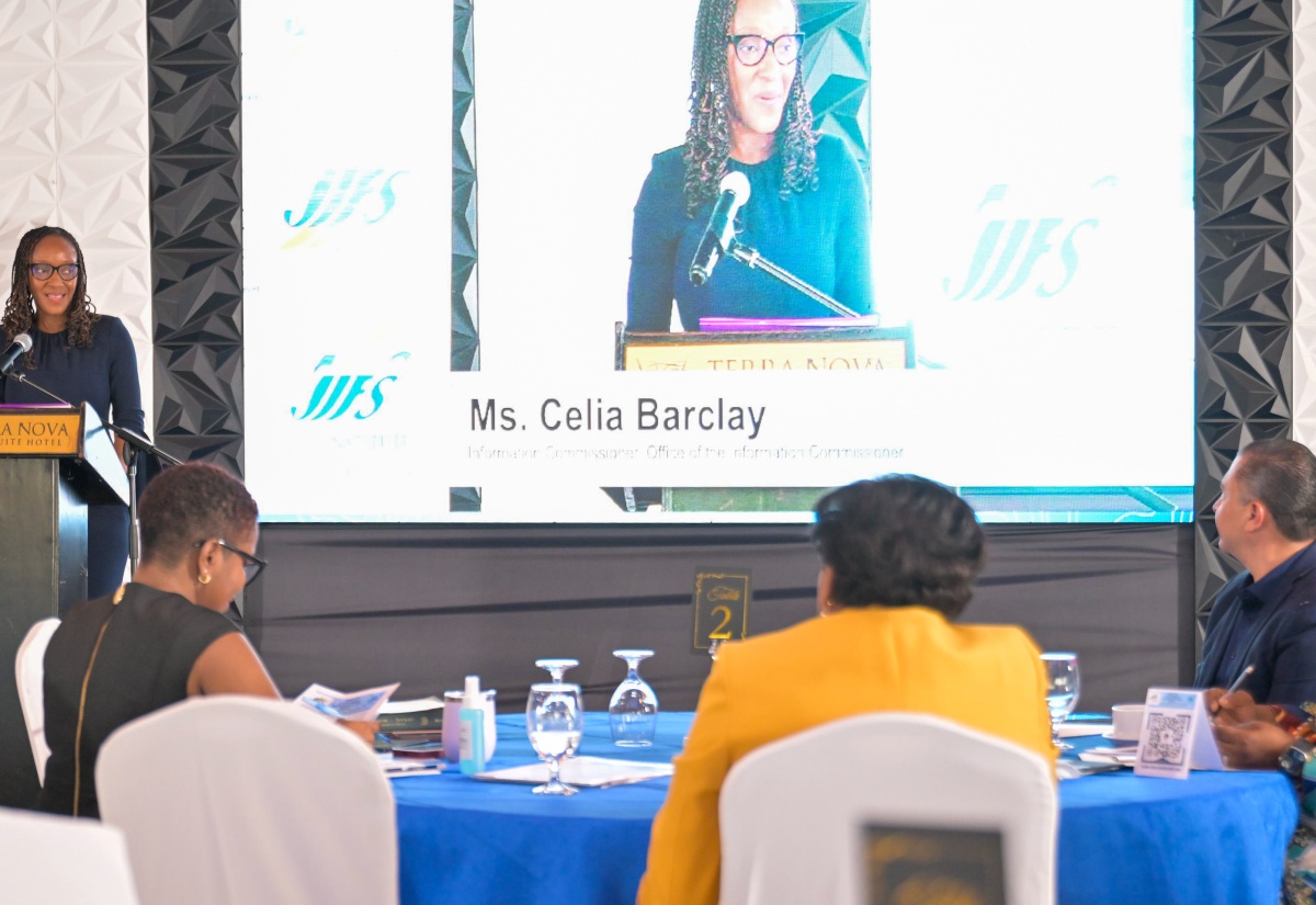 Information Commissioner, Celia Barclay, delivers the keynote address on the Data Protection Act, at the Jamaica Institute of Financial Services (JIFS) Identity and Document Authentication Seminar held at Terra Nova All-Suite Hotel in Kingston on Thursday (December 4). Held under the theme 