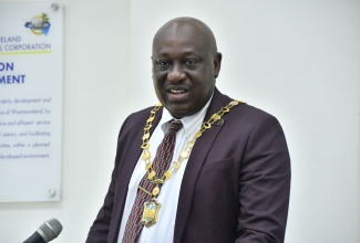 Mayor of Savanna-la-Mar, Councillor Danree Delancy, addresses the monthly meeting of the Westmoreland Municipal Corporation, on Thursday (December 11). 


