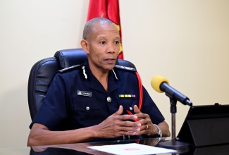 Commissioner, Jamaica Fire Brigade, Stewart Beckford shares emergency response and fire prevention data during an interview with JIS News at his offices located on Hagley Park Road in Kingston.
