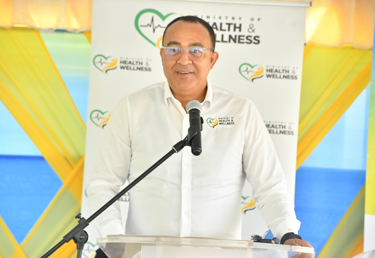 Minister of Health and Wellness, Dr. the Hon. Christopher Tufton, addresses the official handover ceremony for the newly rehabilitated Runaway Bay Community Health Centre in St. Ann on January 16. 

