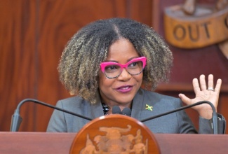 Minister of Education, Skills, Youth and Information, Senator Dr. the Hon. Dana Morris Dixon, addresses a recent post-Cabinet Press Briefing at Jamaica House.

