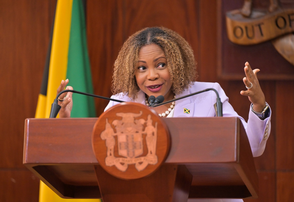 Minister of Education, Skills, Youth and Information, Senator Dr. the Hon. Dana Morris Dixon, addresses Wednesday’s (January 14) post-Cabinet press briefing at Jamaica House in Kingston.

