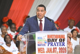 Prime Minister, Dr. the Most Hon. Andrew Holness, addresses members of the congregation during the 20th ‘Heal the Family, Heal the Nation’ Day of Prayer Service, held at Power of Faith Ministries in Portmore, St. Catherine, on Wednesday (January 7). The service, staged under the theme ‘Reunite and Build the Family with Love and Forgiveness’, coincided with the sixth Annual National Day of Prayer.

